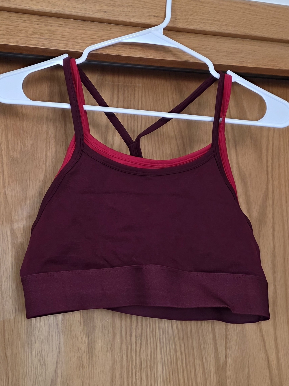 Fabletics Burgundy Sports Bralette with Red Trim